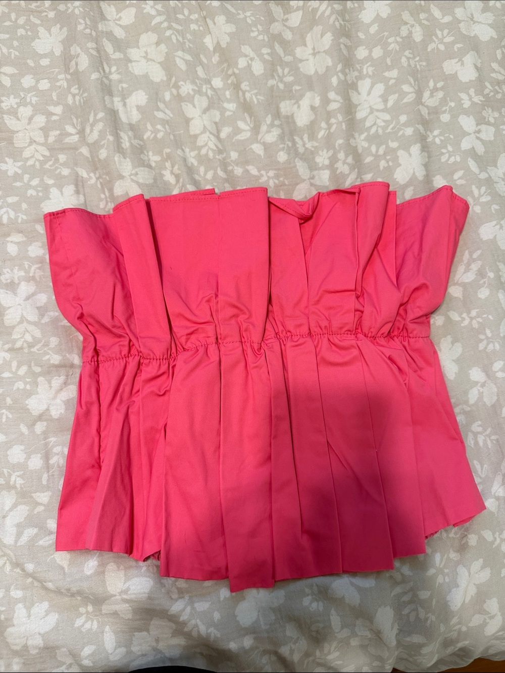 DO+BE Strapless Pink Pleated Ruffle Top
